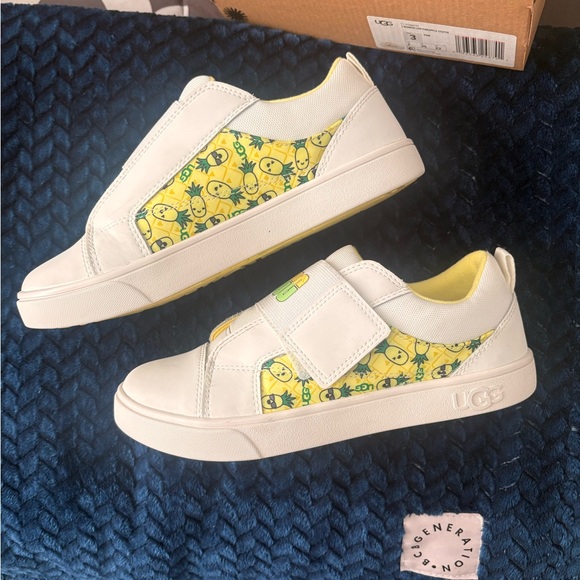 UGG Cream and Yellow Velcro Sneakers Kids size 3 - Picture 5 of 6
